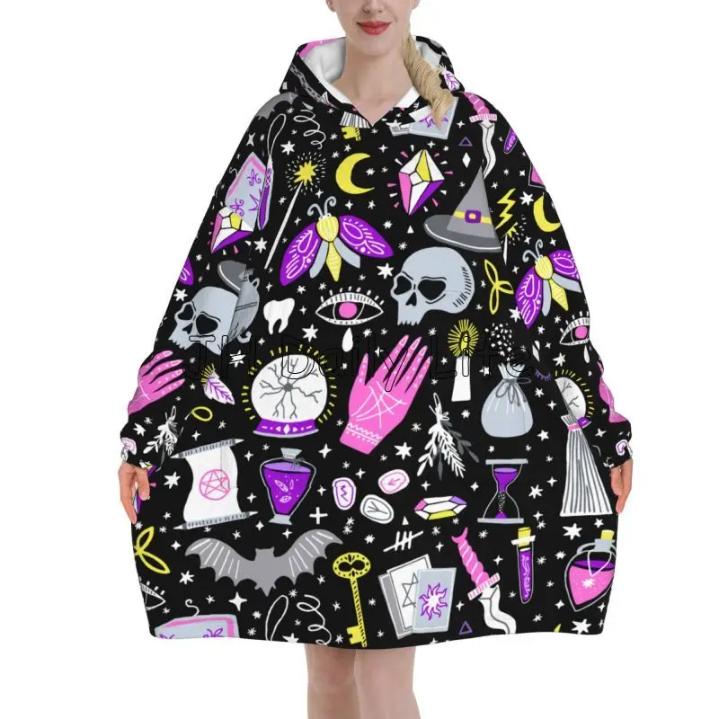 Sherpa Hoodie Fleece - Magic Witchy Goth Übergroße Decke Hoodie