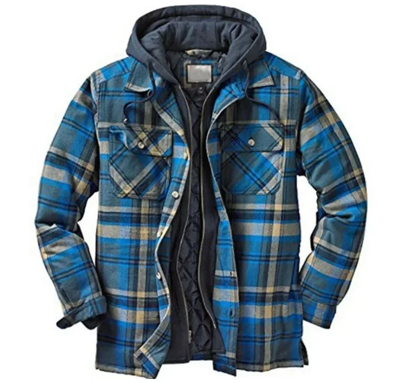 Flannel Shirt Lined - Herren-Fleece-gefütterte Flanell-Karohemden, Jacke, Sherpa-Jacken mit Knopfleiste